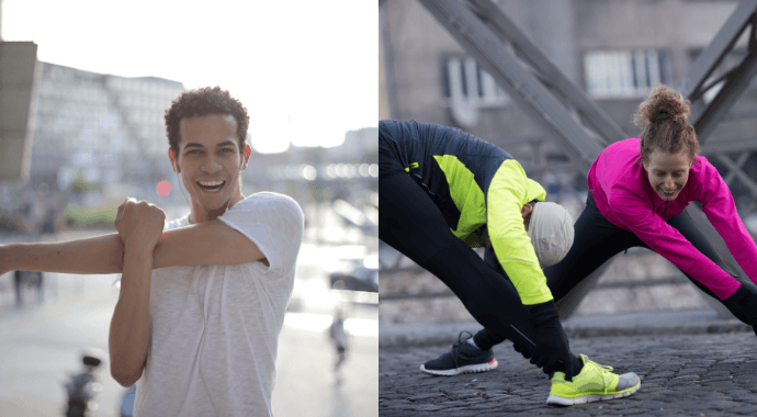 People doing warm up exercises