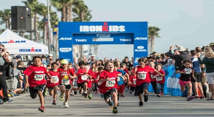 Children running on kids IRONKIDS Wales