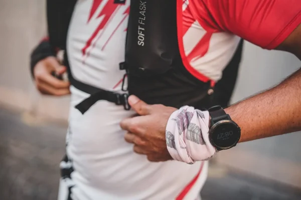 A runner preparing to race 50k in miles